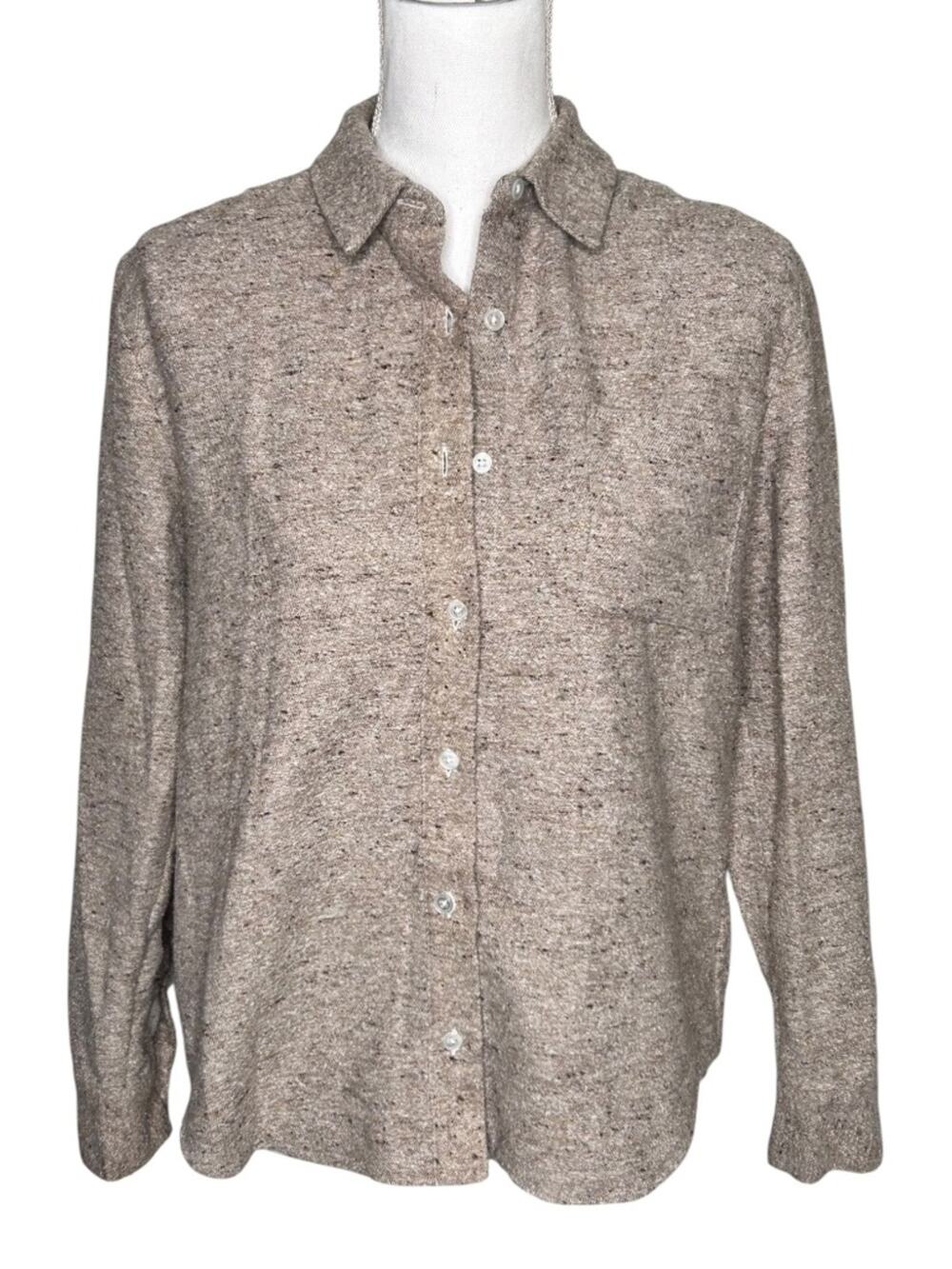 Jenni Kayne Cotton Blend Tweed Button Up Overshirt Small